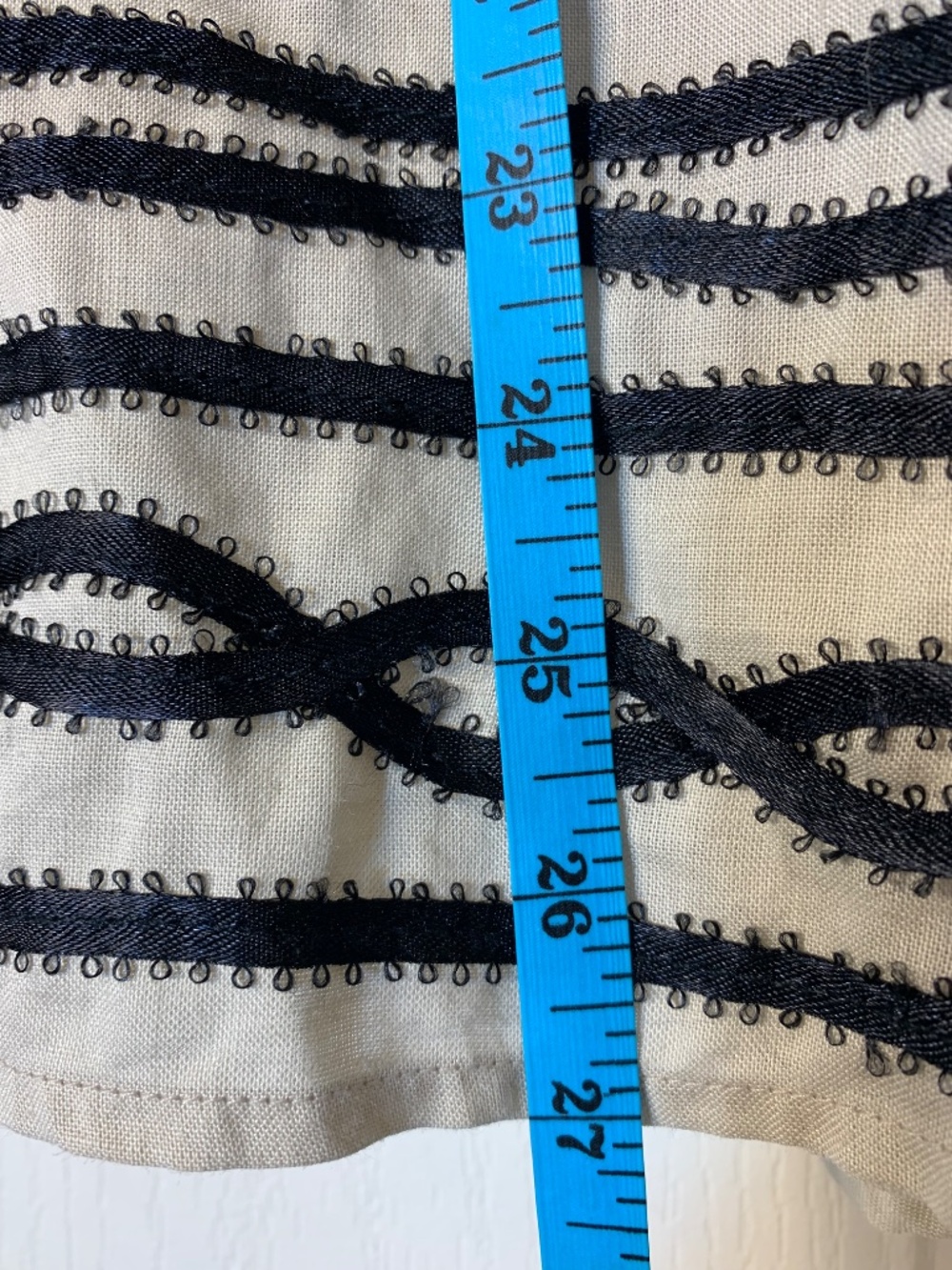 Women’s Embroidered A-Line Skirt in Cream and Black - Picture 6 of 9